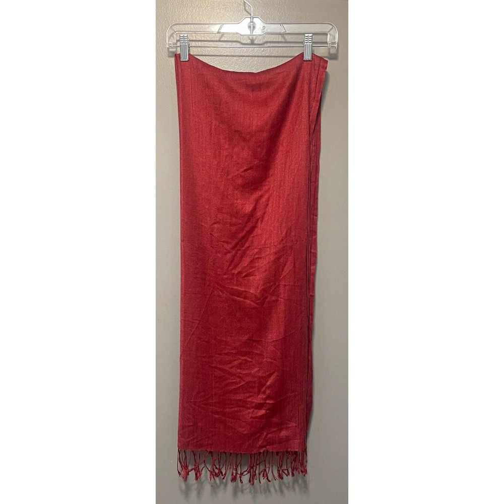 Pashmina Women's Solid Red Pashmina Style Scarf Wrap with Fringe 28"x72"